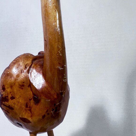 Burl Wood Folk Art Hand-Carved Wooden Egret Crane Water Bird Sculpture Nautical - Picture 5 of 6